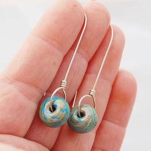 rainbow glass and sterling silver earrings MLY